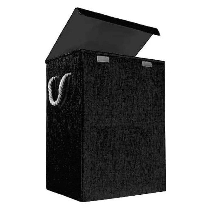 Fabric Laundry Basket Hamper Lid & Handle Ideal for Clothes Storage Fabric Storage Box & Square Baskit Bins Cloth Organizer Cubes Organizer with Handles Jewelry And Makeup Storage Box with Dual Handles